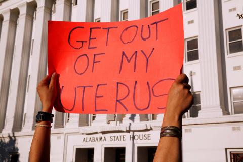 Pro-choice supporters protest in front of the Alabama State House as Alabama state Senate votes on the strictest anti-abortion bill in the United States at the Alabama Legislature in Montgomery, Alabama, U.S., May 14, 2019. PHOTO BY REUTERS/Chris Aluka Berry