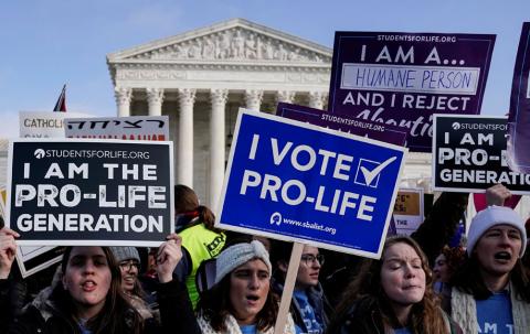 Anti-abortion marchers rally at the Supreme Court during the 46th annual March for Life in Washington, U.S., January 18, 2019. PHOTO BY REUTERS/Joshua Roberts