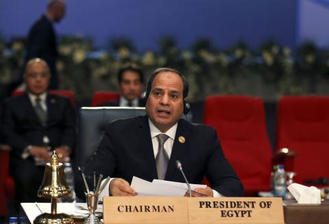 Abdel Fattah el-Sisi, President of Egypt, attends a summit between Arab league and European Union member states, in the Red Sea resort of Sharm el-Sheikh, Egypt, February 25, 2019. PHOTO BY REUTERS/Mohamed Abd El Ghany