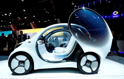 A Smart concept autonomous car Vision EQ fortwo model is pictured at Brussels Motor Show, Belgium, January 18, 2019. PHOTO BY REUTERS/Francois Lenoir