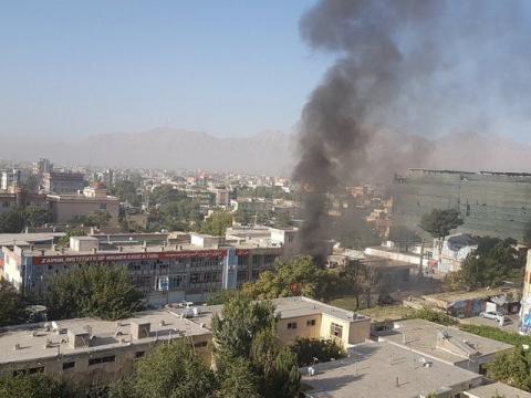 Smoke rises at Zawul Institute of Higher Education after an explosion near the institute in Kabul, Afghanistan, July 24, 2017 in this still photograph uploaded on social media. PHOTO BY REUTERS/Ahmad Shuja/Social Media