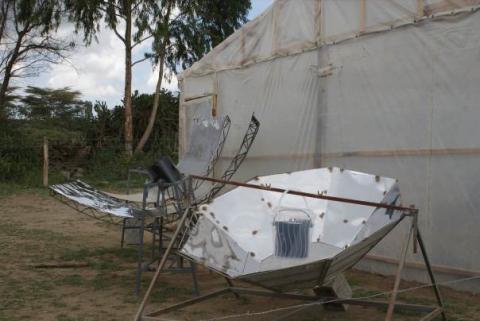 A view of a solar collector used to heat up and sterile waste from portable toilets, to be used in cooking briquettes. PHOTO BY REUTERS/Geoffrey Kamadi