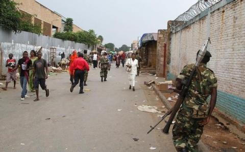 A soldier patrols the streets after a grenade attack of Burundi's capital Bujumbura, February 3, 2016. PHOTO BY REUTERS/Jean Pierre Aime Harerimama