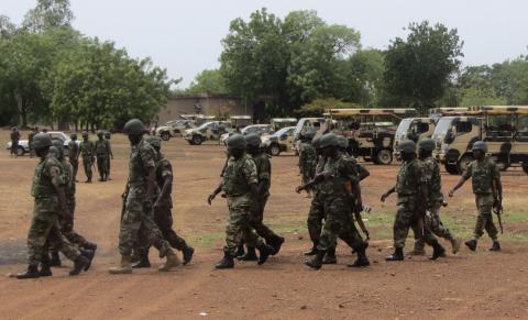 Soldiers from Lagos, part of an expected 1,000 reinforcements sent to Adamawa state to fight Boko Haram Islamists