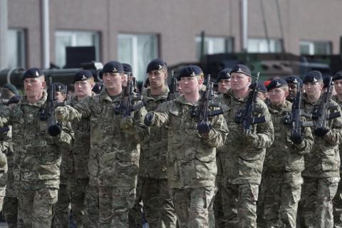 British soldiers during the official ceremony welcoming the deployment of a multi-national NATO battalion in Tapa, Estonia, April 20, 2017. PHOTO BY REUTERS/Ints Kalnins