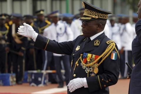 Ivory Coast's Chief of Staff, General Soumaila Bakayoko gestures during a parade to commemorate the country's 55th Independence Day, outside the presidential palace in Abidjan, August 7, 2015. PHOTO BY REUTERS/Luc Gnago