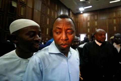 Publisher of Sahara Reporters Omoyele Sowore arrives at the Federal High Court in Abuja, Nigeria, September 30, 2019. PHOTO BY REUTERS/Afolabi Sotunde