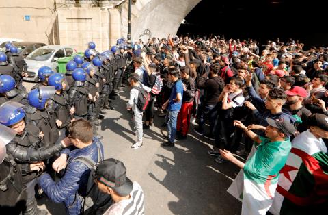 Students protest against Algeria's President Abdelaziz Bouteflika, in Algiers, Algeria, March 10, 2019. PHOTO BY REUTERS/Zohra Bensemra