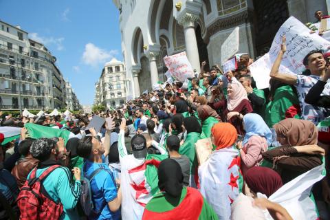 Students take part in a protest seeking the departure of the ruling elite in Algiers. PHOTO BY REUTERS/Ramzi Boudina