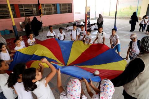 Libyan students play during the summer school programme at Ben Ashour school in Tripoli, Libya, September 18, 2019. PHOTO BY REUTERS/Ismail Zitouny