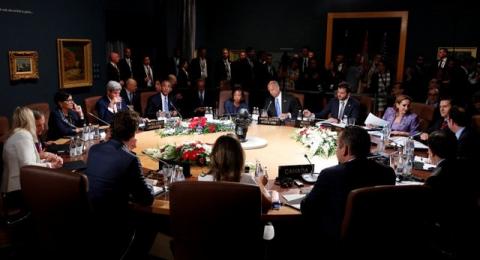 U.S. President Barack Obama, Canadian Prime Minister Justin Trudeau and Mexican President Enrique Pena Nieto and their delegations take part in the North American Leaders’ Summit working session in Ottawa, Canada June 29, 2016. PHOTO BY REUTERS/Kevin Lamarque