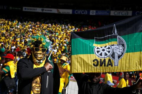 A supporter of South Africa's governing African National Congress. PHOTO BY REUTERS/Siphiwe Sibeko