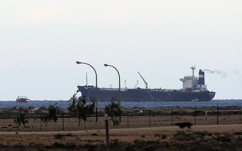 A North Korean-flagged tanker is docked at the Es Sider export terminal in Ras Lanuf