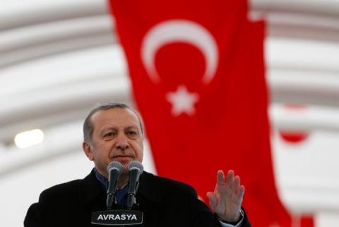 Turkish President Tayyip Erdogan makes a speech during the opening ceremony of Eurasia Tunnel in Istanbul, Turkey, December 20, 2016. PHOTO BY REUTERS/Murad Sezer