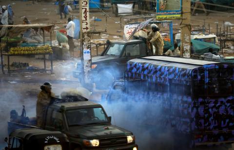 A tear gas canister fired to disperse Sudanese demonstrators, during anti-government protests in the outskirts of Khartoum, Sudan, January 15, 2019. PHOTO BY REUTERS/Mohamed Nureldin Abdallah
