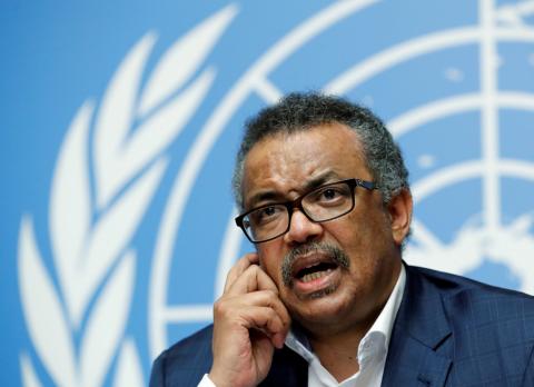 Director-General of the World Health Organization (WHO) Tedros Adhanom Ghebreyesus attends a news conference after an Emergency Committee meeting on the Ebola outbreak in the Democratic Republic of Congo at the United Nations in Geneva, Switzerland, August 14, 2018. PHOTO BY REUTERS/Denis Balibouse