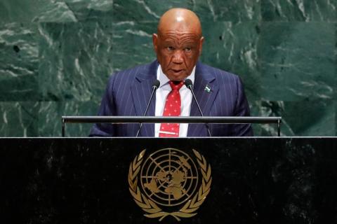 Thomas Motsoahae Thabane, Prime Minister of Lesotho addresses the 74th session of the United Nations General Assembly at U.N. headquarters in New York, U.S., September 27, 2019. PHOTO BY REUTERS/Lucas Jackson