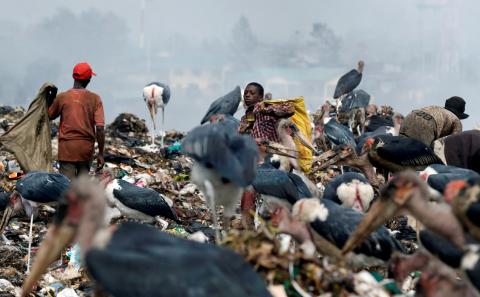 Used plastic bottles are seen staked before being processed at the Mr.Green plastic recycling factory in Nairobi, Kenya, June 25, 2018. PHOTO BY REUTERS/Baz Ratner