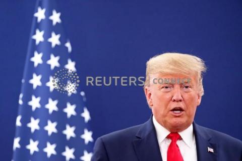 U.S. President Donald Trump speaks during a bilateral meeting with the President of the Swiss Confederation Simonetta Sommaruga at the 50th World Economic Forum (WEF) annual meeting in Davos, Switzerland, January 21, 2020. PHOTO BY REUTERS/Denis Balibouse