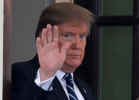 U.S. President Donald Trump waves as Austrian Chancellor Sebastian Kurz departs at the White House in Washington, U.S., February 20, 2019. PHOTO BY REUTERS/Jim Young