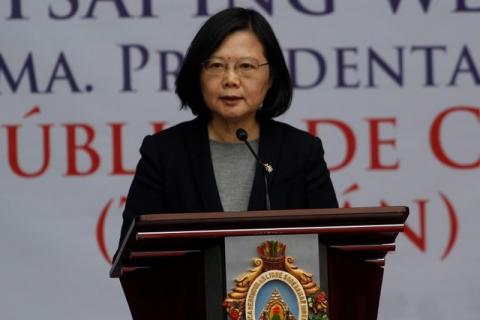 Taiwan's President Tsai Ing-wen attends a joint news conference with her Honduran counterpart Juan Orlando Hernandez (not pictured) after a private meeting at the Presidential House in Tegucigalpa, Honduras, January 9, 2017. PHOTO BY REUTERS/Jorge Cabrera