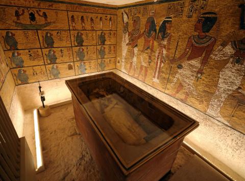 The sarcophagus of boy pharaoh King Tutankhamun is on display in his newly renovated tomb in the Valley of the Kings in Luxor, Egypt, January 31, 2019. PHOTO BY REUTERS/Mohamed Abd El Ghany