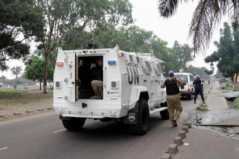 U.N. Peacekeepers patrol the streets in the Democratic Republic of Congo's capital Kinshasa, September 20, 2016. PHOTO BY REUTERS/Kenny Katombe