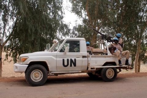 UN peacekeepers patrol in the northern town of Kouroume, Mali May 13, 2015. Kourome is 18 km (11 miles) south of Timbuktu. PHOTO BY REUTERS/Adama Diarra