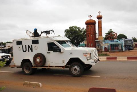 U.N. vehicles patrol the street, prior to the presidential election, in Bamako, Mali, July 27, 2018. PHOTO BY REUTERS/Luc Gnago