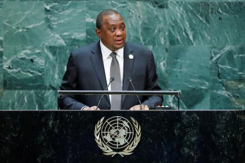 Kenyan President Uhuru Kenyatta addresses the 74th session of the United Nations General Assembly at U.N. headquarters in New York City, New York, U.S., September 25, 2019. PHOTO BY REUTERS/Eduardo Munoz