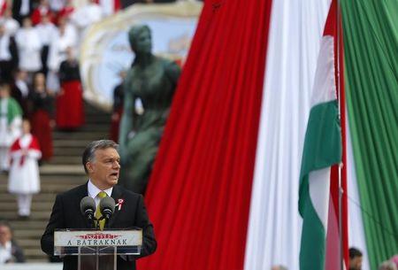 Hungarian Prime Minister Viktor Orban addresses during the Hungary's National Day celebrations, which also commemorates the 1848 Hungarian Revolution against the Habsburg monarchy, in Budapest, March 15, 2015. PHOTO BY REUTERS/Laszlo Balogh