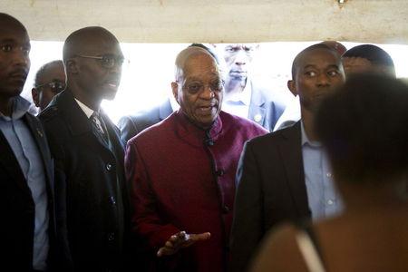 South African President Jacob Zuma visits a camp for those affected by anti-immigrant violence in Chatsworth north of Durban, April 18, 2015. PHOTO BY REUTERS/Rogan Ward