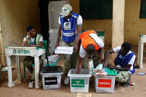 Votes are counted during Nigeria's presidential election in Abuja, Nigeria, February 23, 2019. PHOTO BY REUTERS/Gbemileke Awodoye