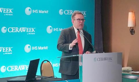 U.S. Environmental Protection Agency Administrator Andrew Wheeler speaks at a media briefing at CERAWeek by IHS Markit in Houston, Texas, U.S., March 11, 2019. PHOTO BY REUTERS/David Gaffen