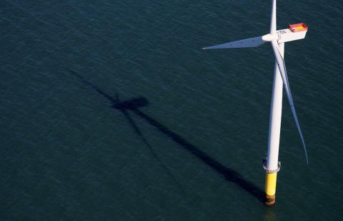 General view of the Walney Extension offshore wind farm operated by Orsted off the coast of Blackpool, Britain, September 5, 2018. PHOTO BY REUTERS/Phil Noble