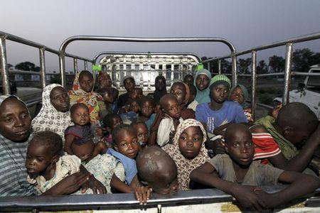 Women and children rescued from Islamist militant group Boko Haram in the Sambisa forest by the Nigerian military arrive at an internally displaced people's camp in Yola, Adamawa State, Nigeria, May 2, 2015. PHOTO BY REUTERS/Afolabi Sotunde