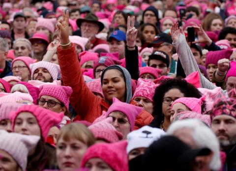 People gather for the Women's March in Washington U.S., January 21, 2017. PHOTO BY REUTERS/Shannon Stapleton