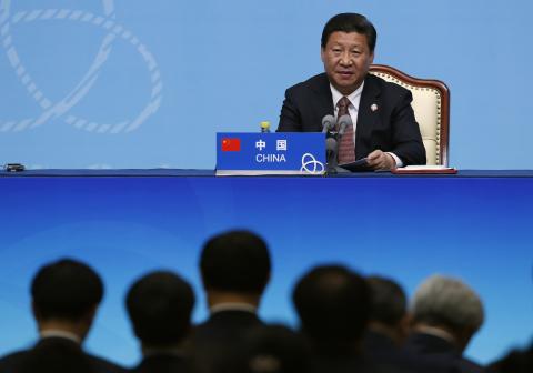 China's President Xi Jinping delivers a speech to the media during the fourth Conference on Interaction and Confidence Building Measures in Asia (CICA) summit, in Shanghai