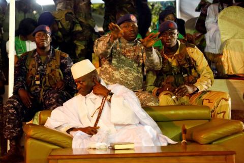 Gambia's President Yahya Jammeh, who is also a presidential candidate for the Alliance for Patriotic Re-orientation and Construction (APRC) attends a rally in Banjul, Gambia, November 29, 2016. PHOTO BY REUTERS/Thierry Gouegnon