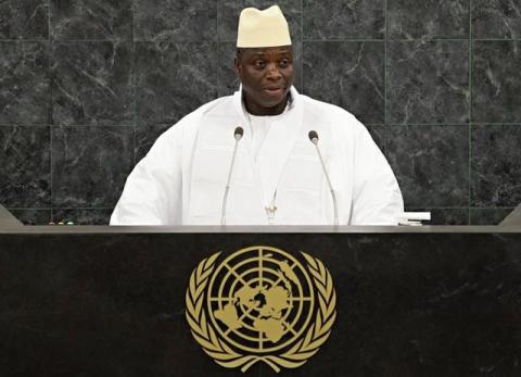 Former Gambian President Yahya Jammeh addresses the 68th United Nations General Assembly at U.N. headquarters in New York, September 27, 2013. PHOTO BY REUTERS/Andrew Burton