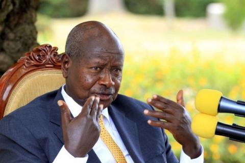 Uganda incumbent and President elect Yoweri Museveni addresses the nation at his country home in Rwakitura, Kirihura district in western Uganda, February 21, 2016. PHOTO BY REUTERS/James Akena