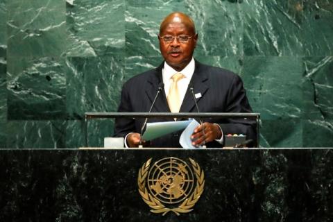 Ugandan President Yoweri Kaguta Museveni addresses the United Nations General Assembly in the Manhattan borough of New York, U.S., September 20, 2016. PHOTO BY REUTERS/Eduardo Munoz