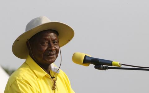 Uganda's President Yoweri Museveni speaks during a campaign. PHOTO BY REUTERS/James Akena