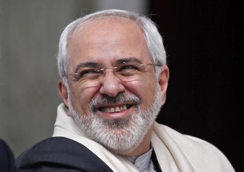 Iran's Foreign Minister Mohammad Javad Zarif smiles during a lecture themed "Iran's Foreign Policy - Towards Stability in West Asia" organised by the Observer Research Foundation in New Delhi