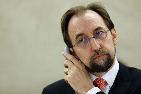 United Nations High Commissioner for Human Rights Zeid Ra'ad Al Hussein attends the 28th Session of the Human Rights Council at the United Nations in Geneva, March 2, 2015. PHOTO BY REUTERS/Denis Balibouse