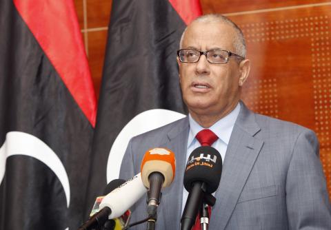 Libya's Prime Minister Ali Zeidan speaks during a news conference in Tripoli 