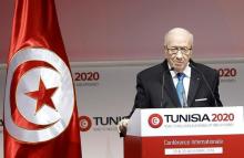 Tunisia's President Beji Caid Essebsi speaks during the opening of international investment conference Tunisia 2020, in Tunis, Tunisia, November 29, 2016. PHOTO BY REUTERS/Zoubeir Souissi