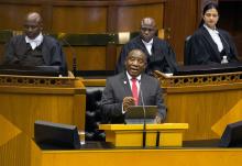 South African President Cyril Ramaphosa delivers his State of the Nation Address at parliament in Cape Town, South Africa, June 20, 2019. PHOTO BY REUTERS/Rodger Bosch