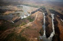 The Victoria Falls is seen from the air following a prolonged drought from the Zimbabwean side at Victoria Falls, Zimbabwe, December 5, 2019. PHOTO BY REUTERS/Mike Hutchings