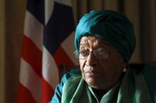 Liberia's President Ellen Johnson Sirleaf attends a Reuters interview ahead of the World Trade Organization (WTO) Summit in the capital Nairobi, December 14, 2015. PHOTO BY REUTERS/Noor Khamis